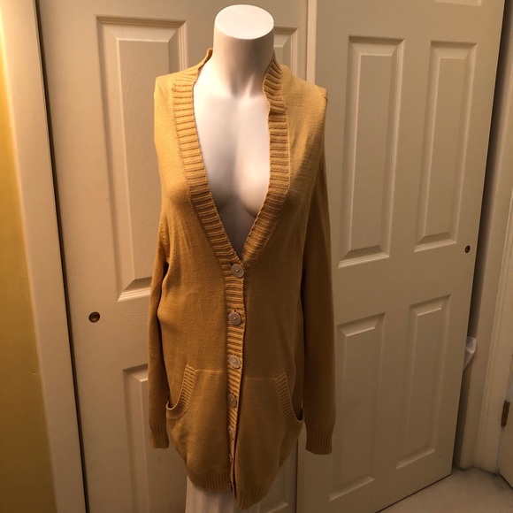 BARBARA WELLS MUSTARD CARDIGAN XS - Picture 2 of 6